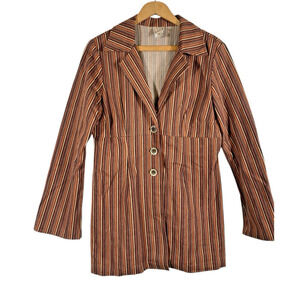 FL Malik 70s Inspired Blazer Jacket Y2K Boho Stripe Retro Hippie Grunge Medium